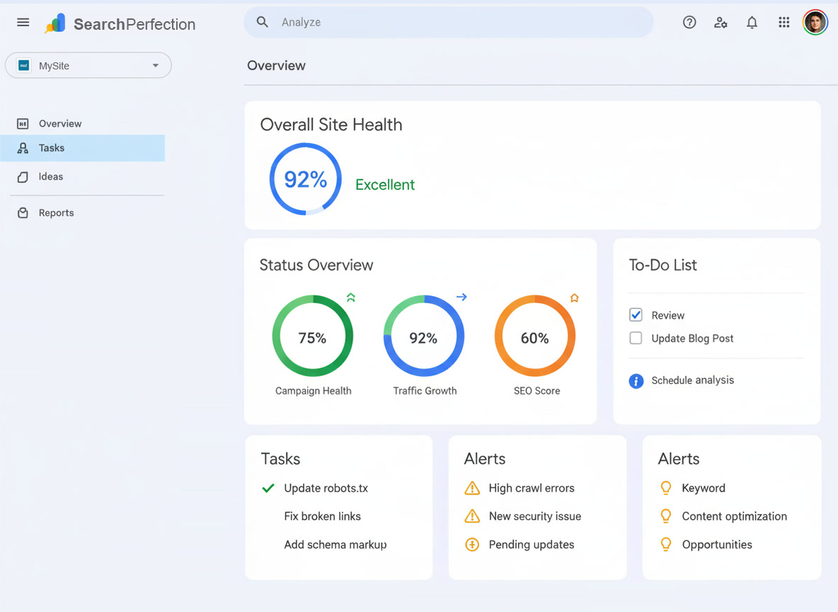 SearchPerfection Dashboard